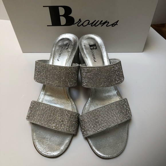 Browns Waverly Wedge Rhinestone Sandals EUC - Picture 2 of 11